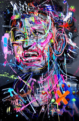 MARC JUNG X MARCO FISCHER // Wolfgang Niedecken 4711 WOLVERINE, 2017, mixed media on canvas, 150x100cm 