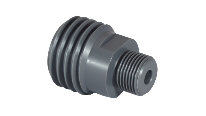 Spezialbauteil für die chemische Abwassertechnik  -- CNC-Drehteil aus Hart-PVC
