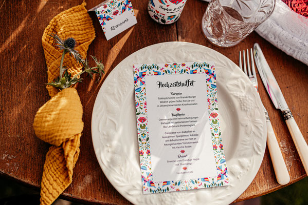 Menükarte Folklore Hochzeit