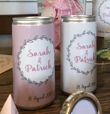 Hochzeitslogo auf Proseccodosen