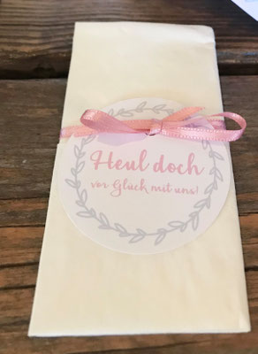 Freudentränen Hangtag mit Hochzeitslogo