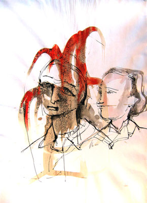 Melancholischer Kopf Tusche und Aquarell 450,- EUR 