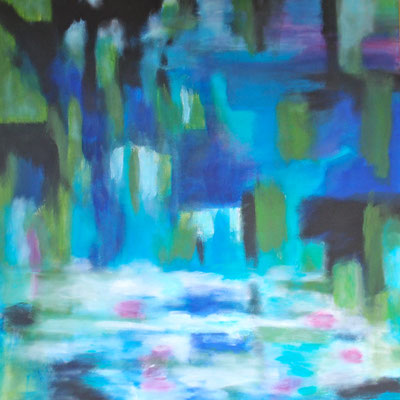 "blaue Lagune", 2016, 80x 80x 4 cm
