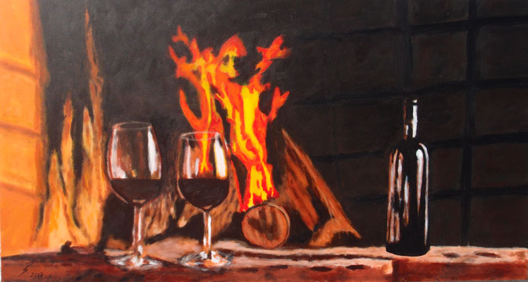 "Winterabend", 2017, 70x 130x 2 cm