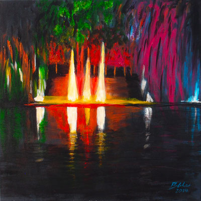 "Lichter am Fluss", 2014, 60x 60x 2 cm