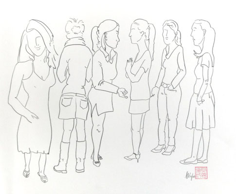 Freundinnen, 2010, Bleistift auf Papier 50 x 40 