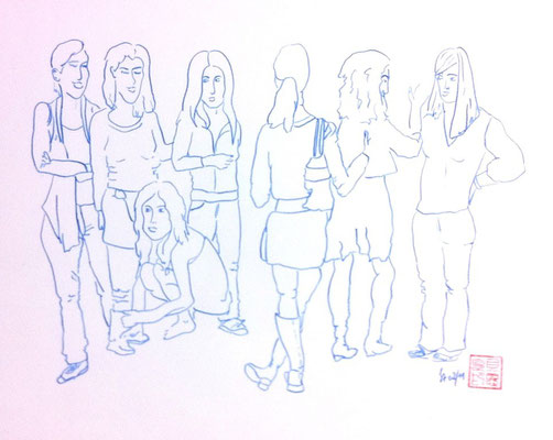Freundinnen, 2011, Farbstift auf Papier 50 x 40 