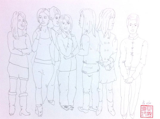 Freundinnen, 2011, Bleistift auf Papier 40 x 30 