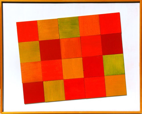 Cubes quer  -  2009 Öl auf Holz 100 x 80