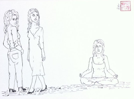 Freundinnen, 2011, Tusche auf Papier 40 x 30 