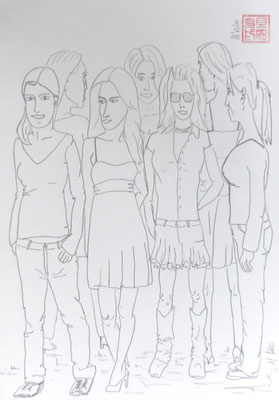 Freundinnen, 2010, Bleistift auf Papier 40 x 50 