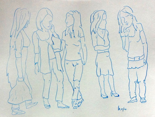 Freundinnen, 2010, Farbstift auf Papier 38 x 30 