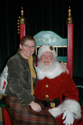 Santa and Debbie at the Blue Mouse Fund raiser
