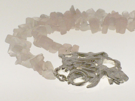 Abstract Sterling & Rose Quartz Necklace 