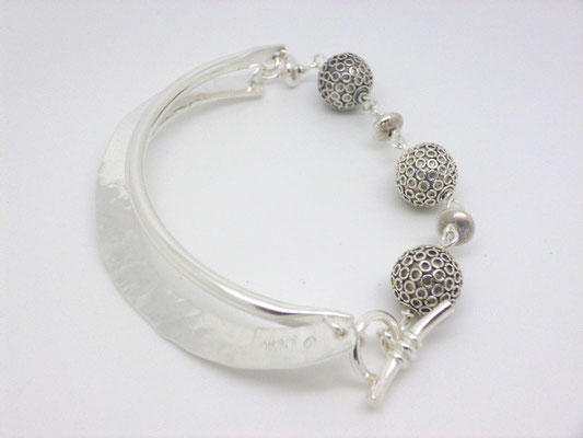 Sterling Forged & Beaded Bracelet