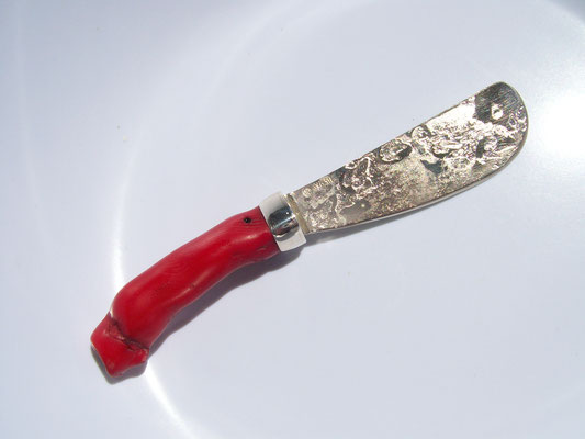 Red Coral & Sterling Silver Cheese Knife