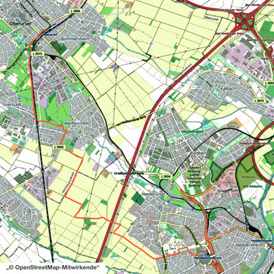 1/5 - „© OpenStreetMap-Mitwirkende“ / Die Wegmarkierung stammt von mir