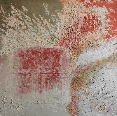oeuvre en acryl abstrait, fenêtre de noël, taille 50 x 50 x 4.5 cm