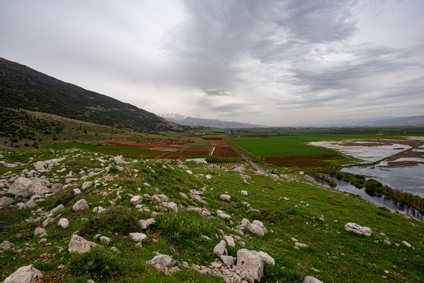 Vue sur le marais d'Aammiq depuis les collines environnantes.