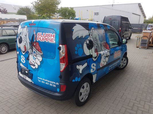 Vollverklebter Carwrapping Renault Kangoo Fahrzeugbeschriftung Slush Puppy