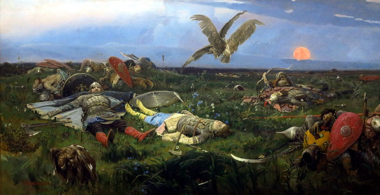 Viktor M. Vasnetzov (1848 - 1926): "Nach der Schlacht von Igor Svyatoslavovich mit den Kyptschaken", 1889