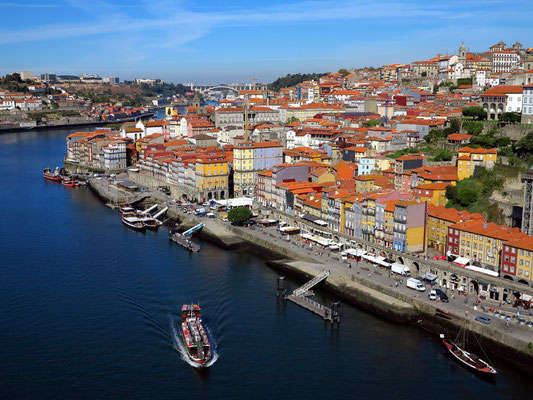 Blick von der Ponte Luís I auf die Altstadt von Porto