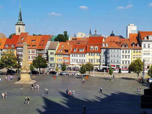 Blick vom Dom auf Domplatz mit Obelisk und Altstadt