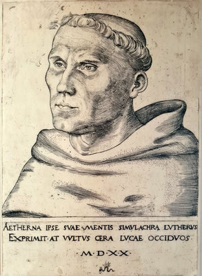 Lucas Cranach d.Ä.: Martin Luther als Mönch, Kupferstich 1520