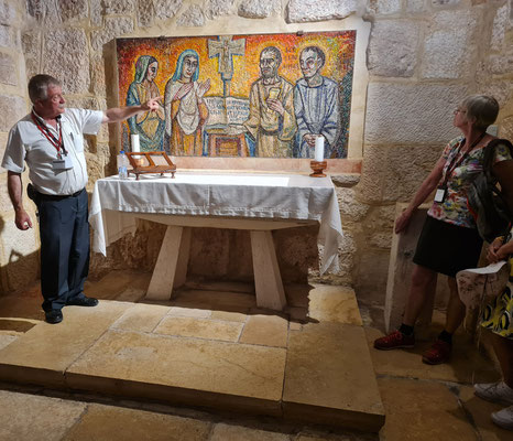 Katharinenkirche, Mosaik (3?). Reiseleiter für Bethlehem: Jakob aus den Palästinensergebieten (!)