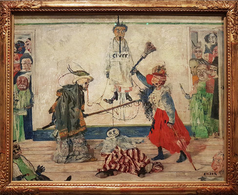 James Ensor: Gerippe streiten um einen Gehängten, 1891