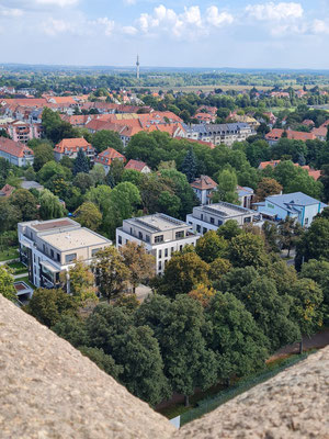 Blick von der Aussichtsplattform nach Südosten zur Prager Straße