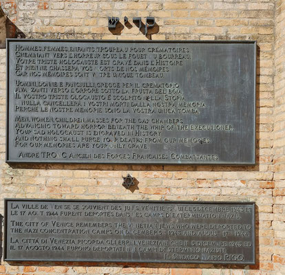 Gedenktafel im jüdischen Ghetto von Cannaregio