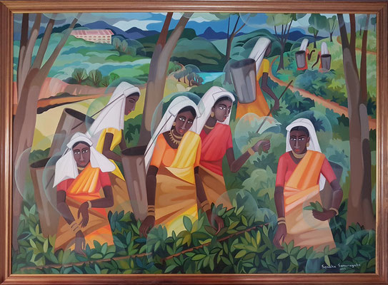 Gemälde im Taj Bentota Resort & Spa: Teepflückerinnen