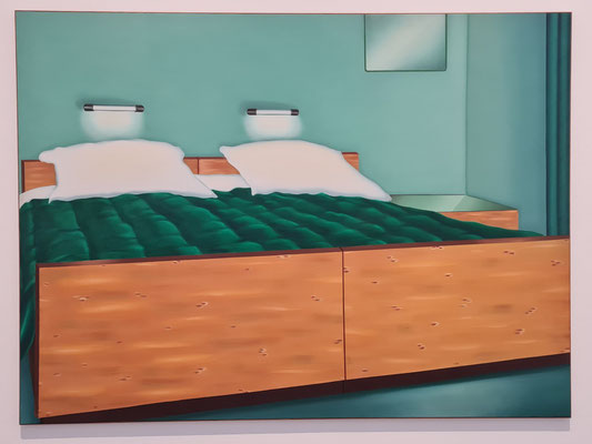 Almut Heise, Elternschlafzimmer I, Öl auf Leinwand, 1970