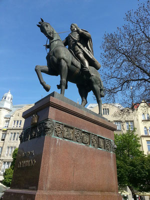 König Danylo von Galizien ist der Begründer der Stadt und der bedeutendste Fürst auf dem Territorium des ehemaligen Kyjiwer Rußes zu Zeiten der Mongolenherrschaft im 13. Jh., Denkmal von 2001 