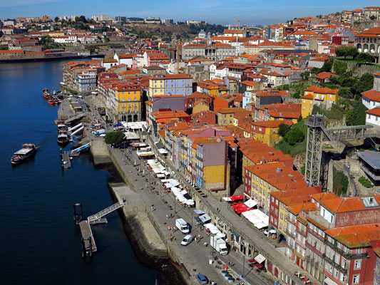 Blick von der Ponte Luís I auf die Altstadt von Porto