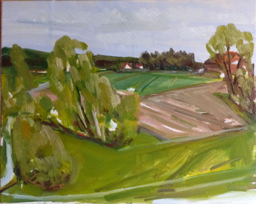 Landschaft mit Feld 40x50 Öl Lw 2021