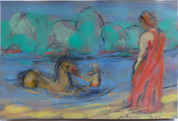 Am Strand 13x18 cm Aquarell 2025