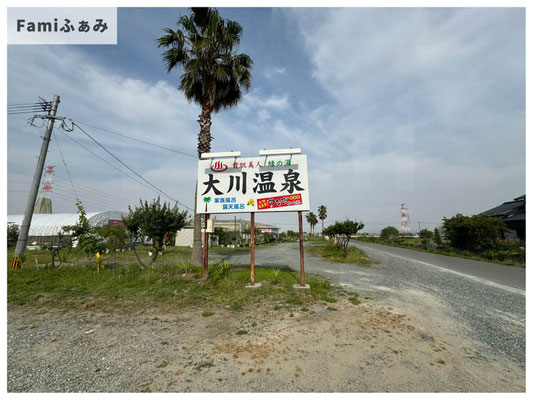 大川温泉　貴肌美人　緑の湯看板