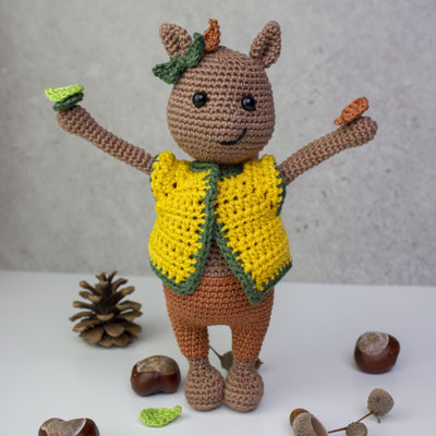 Häkelanleitung Herbst-Wummel als Eichhörnchen