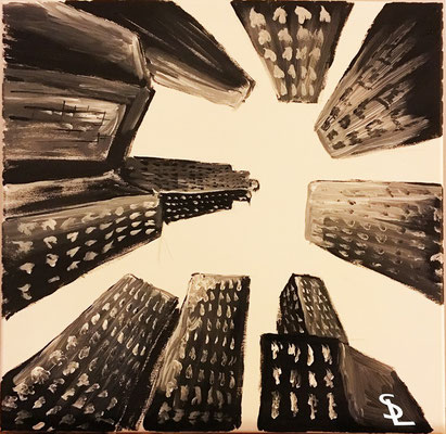 Skyscrapers from underneath I Acryl auf Leinwand