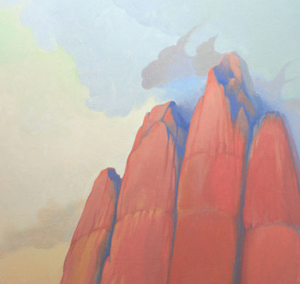 "Tout l'or du monde"  - Détail "montagne main" - Huile sur toile format 81 x 65 cm.