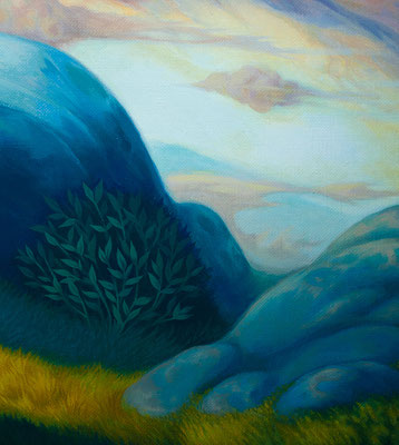 "All gold in the world" - Rocks and silver bushes, detail
