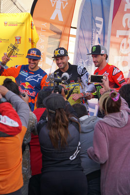 Siegerehrung mit Sunderland,  Quintanilla und Barreda/ Atacama Rally Chile