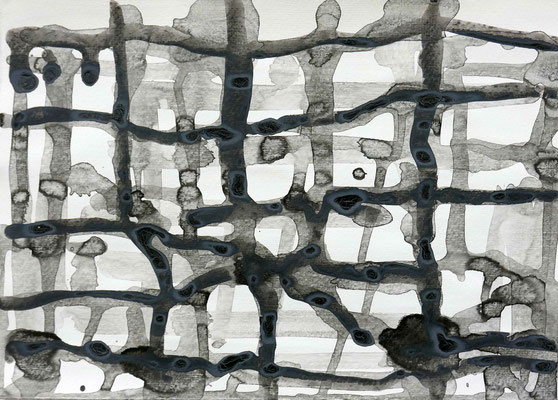 Monika Humm, Connected 7.8, 2016, Acryl auf Papier, 25 x 35 cm