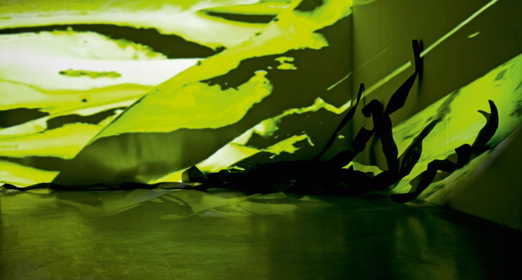 Monika Humm seaweed , Videostill, Rauminstallation, ARKATRON, Kunstarkaden, München 2010