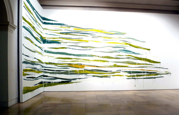 Monika Humm going on 61, Wandmalerei, 2012, Mischtechnik, 4x10m,  Pangaea, Galerie der Künstler, München, 2012 