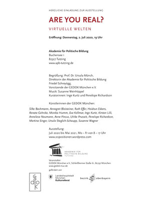 Einladungskarte Are you real? 2.7.2020, Akademie für Politische Bildung, Tutzing