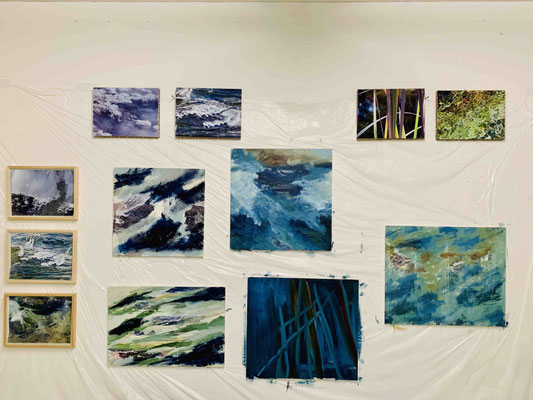 Monika Humm, Atelier 24, Ausstellungsansicht Open Studios 2022 Arbeiten aus der Serie Movesments, 2022