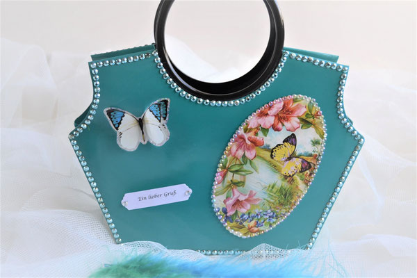 Geschenktasche smaragdgrün "Ein lieber Gruß"